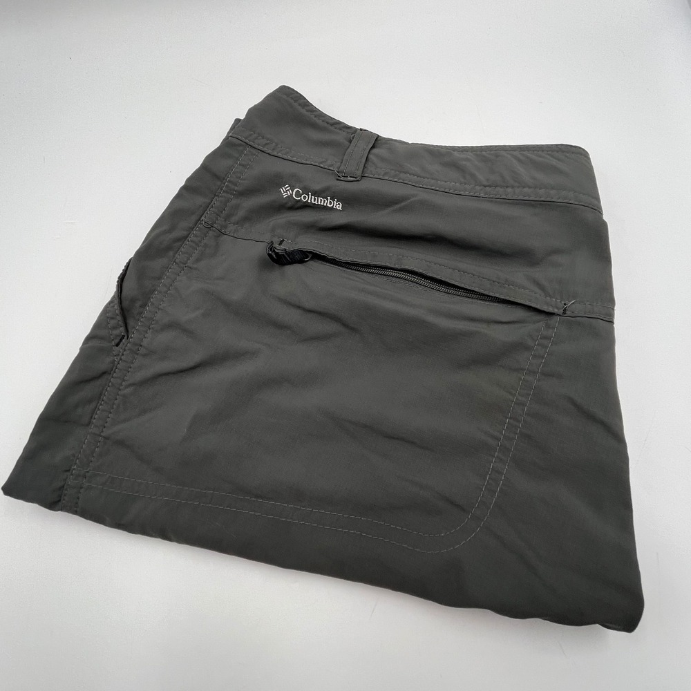 Columbia Omni-Shade Womens Grey Hiking Shorts Size 12 Nylon Sun Protection EUC